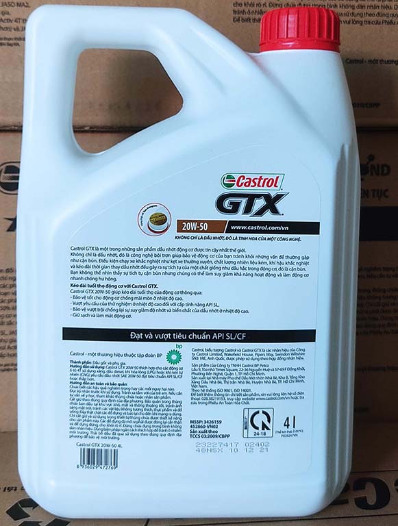 Dầu nhớt cho xe ô tô Castrol GTX 20W-50 (Can 4 Lit)