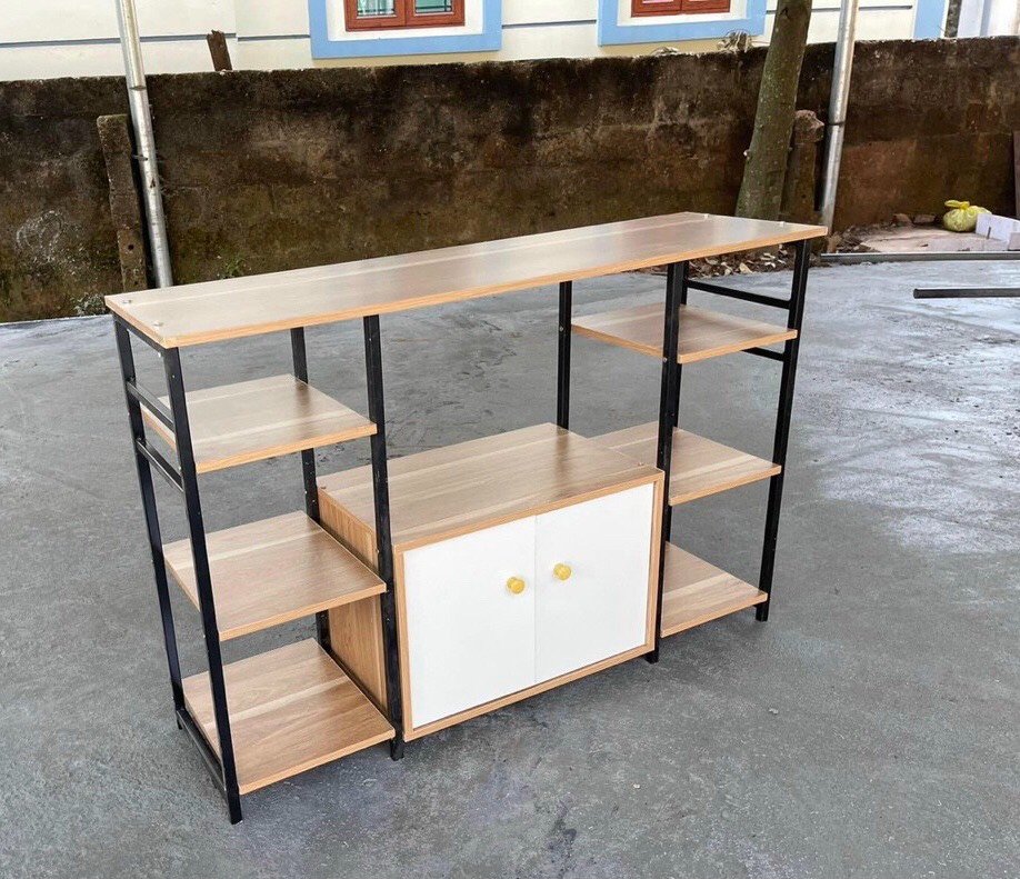 Kệ lò vi sóng đôi, tủ bếp để lò nướng đa năng hiện đại khung sắt sơn tĩnh điện, gỗ MDF phủ Melamine TAGO33