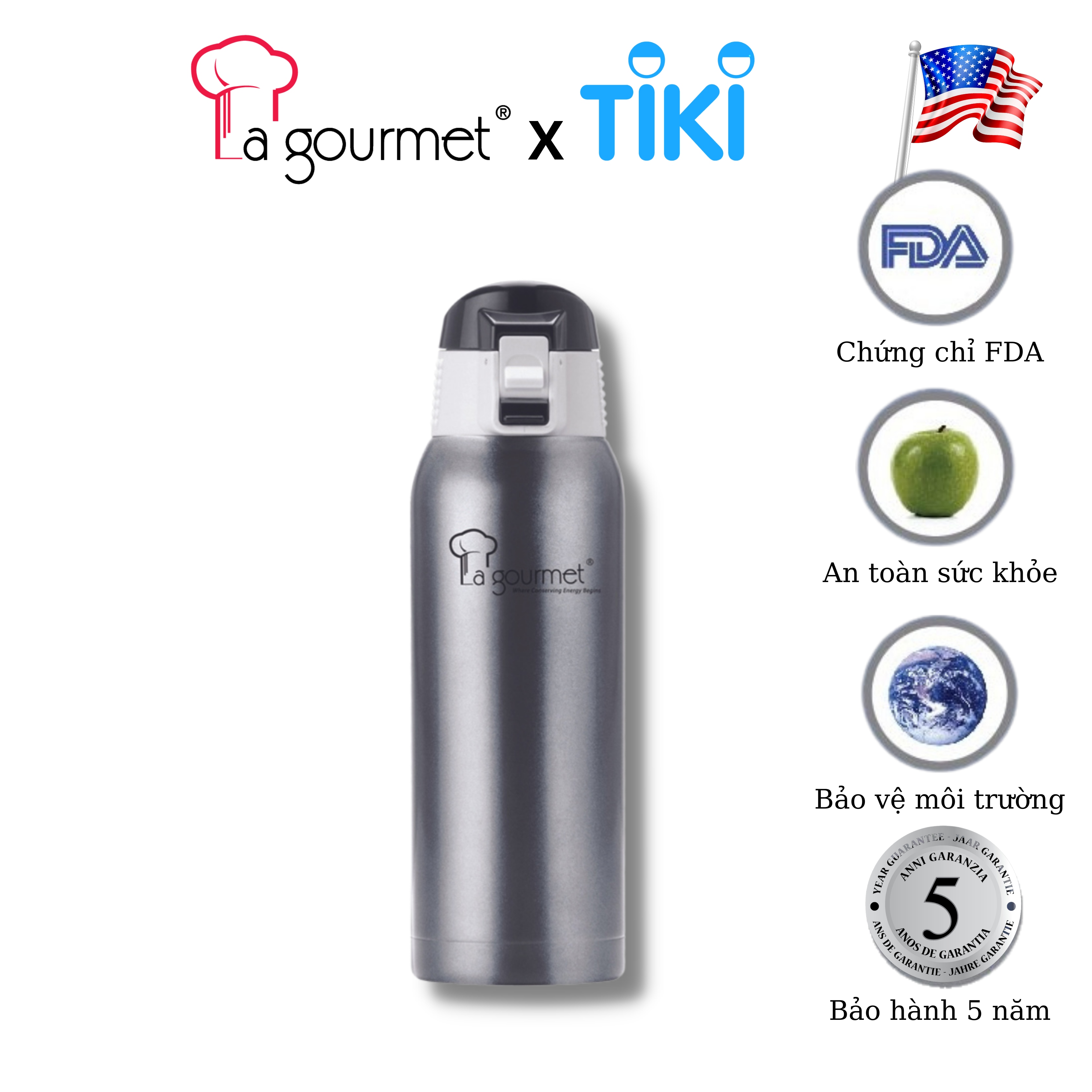 Bình giữ nhiệt cao cấp La gourmet Sakura Plus 750ml - 338648