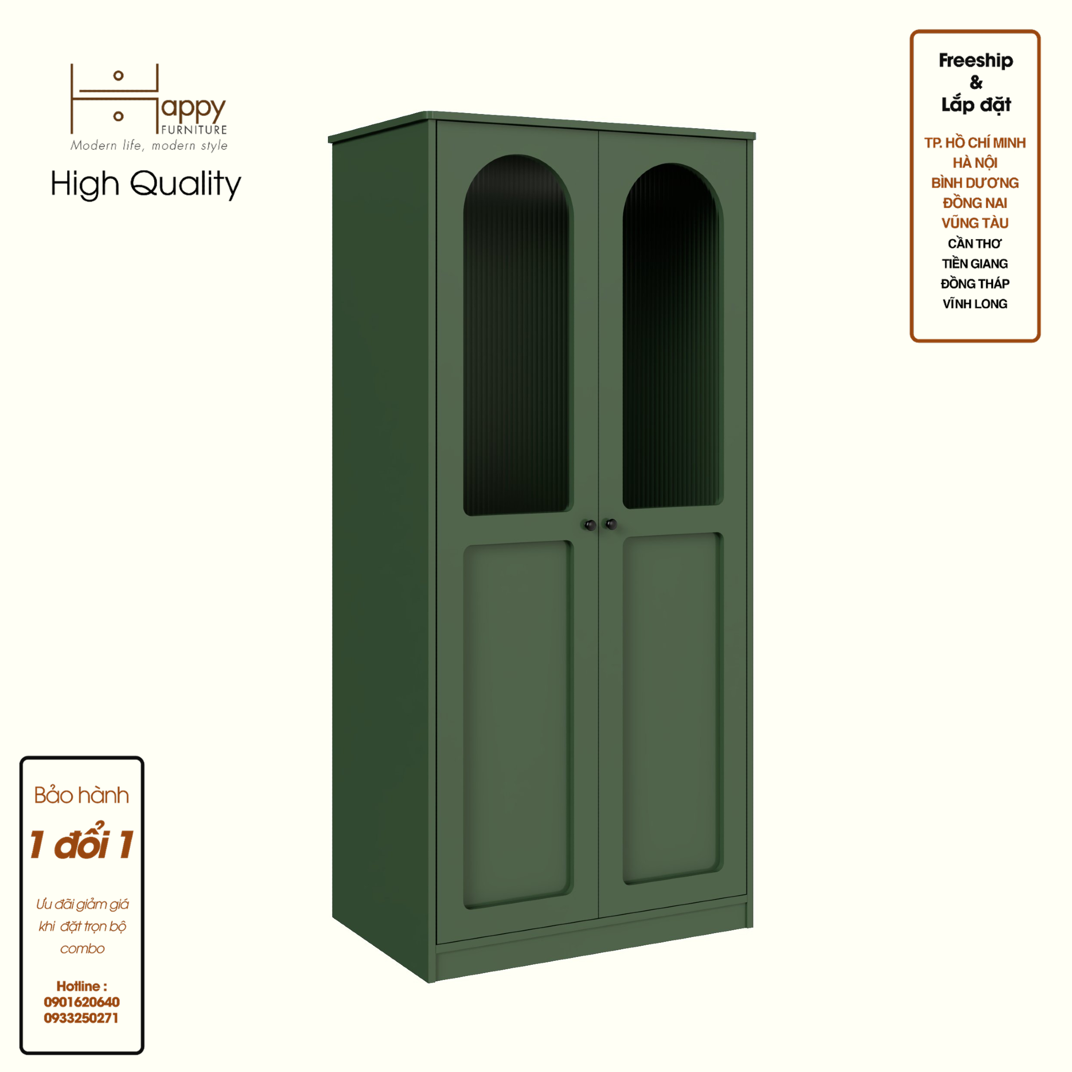 [Happy Home Furniture] SISEEL, Tủ quần áo cửa kính 2 cửa mở , 83cm x 54cm x 180cm ( DxRxC), TCM_185