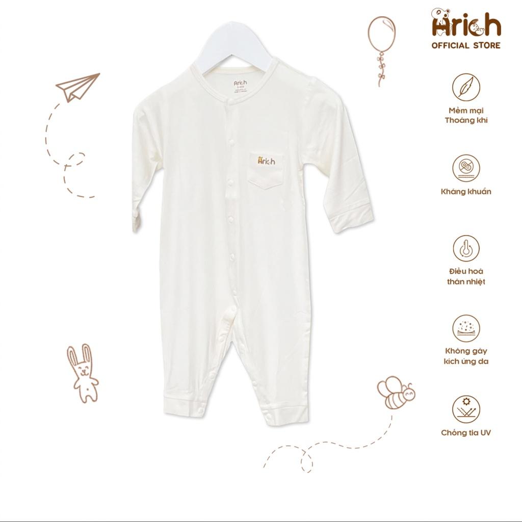 Bộ body dài Arich vải sợi tre màu trơn 150-160k/1 bộ (size 0-3 tháng đến 9-12 tháng)