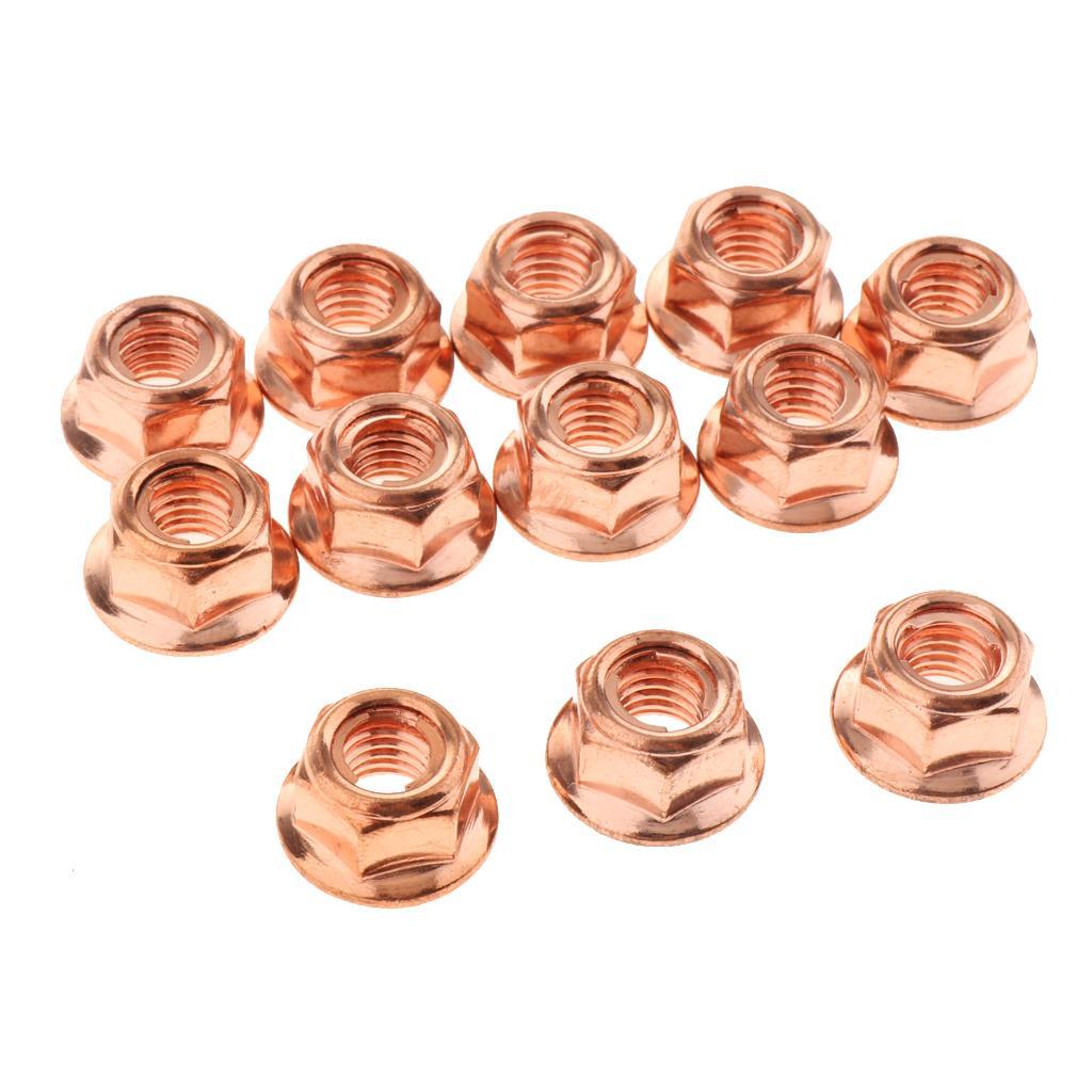4X 12X M8 COPPER FLASHED EXHAUST MANIFOLD NUT 8MM NUTS HIGH TEMP for