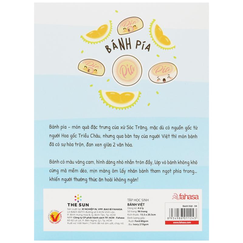 Combo 10 Tập Học Sinh Bánh Việt - Miền Nam - 4 Ô Ly - 96 Trang 80gsm - The Sun 04 - Bánh Pía - Tặng Nhãn Vở Kèm Sticker