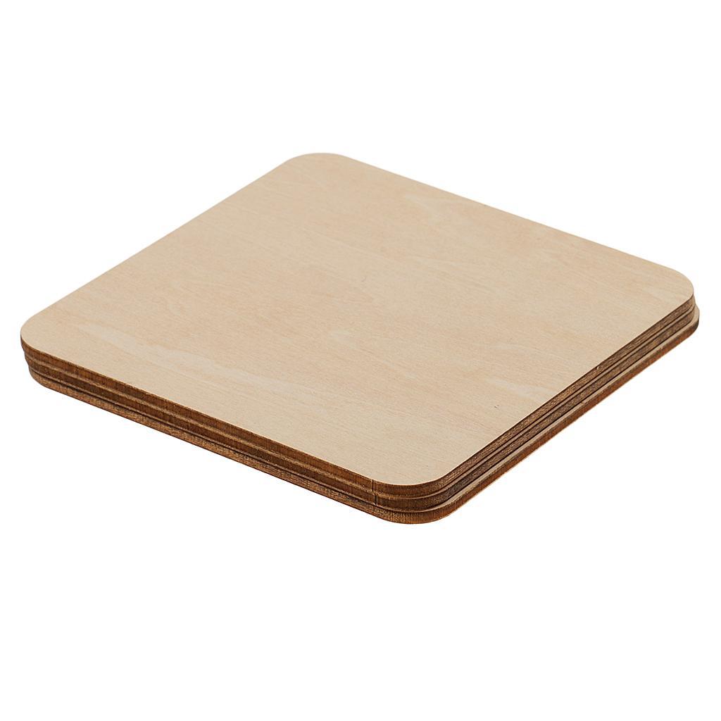 4-10pack Square MDF Unfinished Wood Pieces Blank Plaque DIY Craft 100x100mm 3