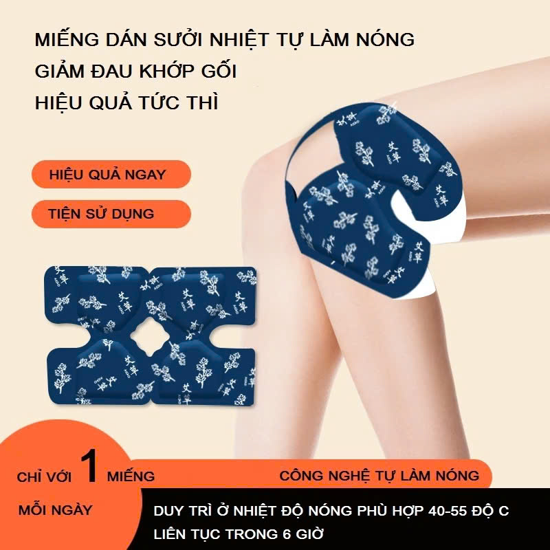 Gói 2 Miếng Dán Giữ Nhiệt Giảm Đau Nhức Khớp Gối Cơ Xương Khớp Đầu Gối Miếng Dán Sưởi Nhiệt Thảo Dược Văn Phòng