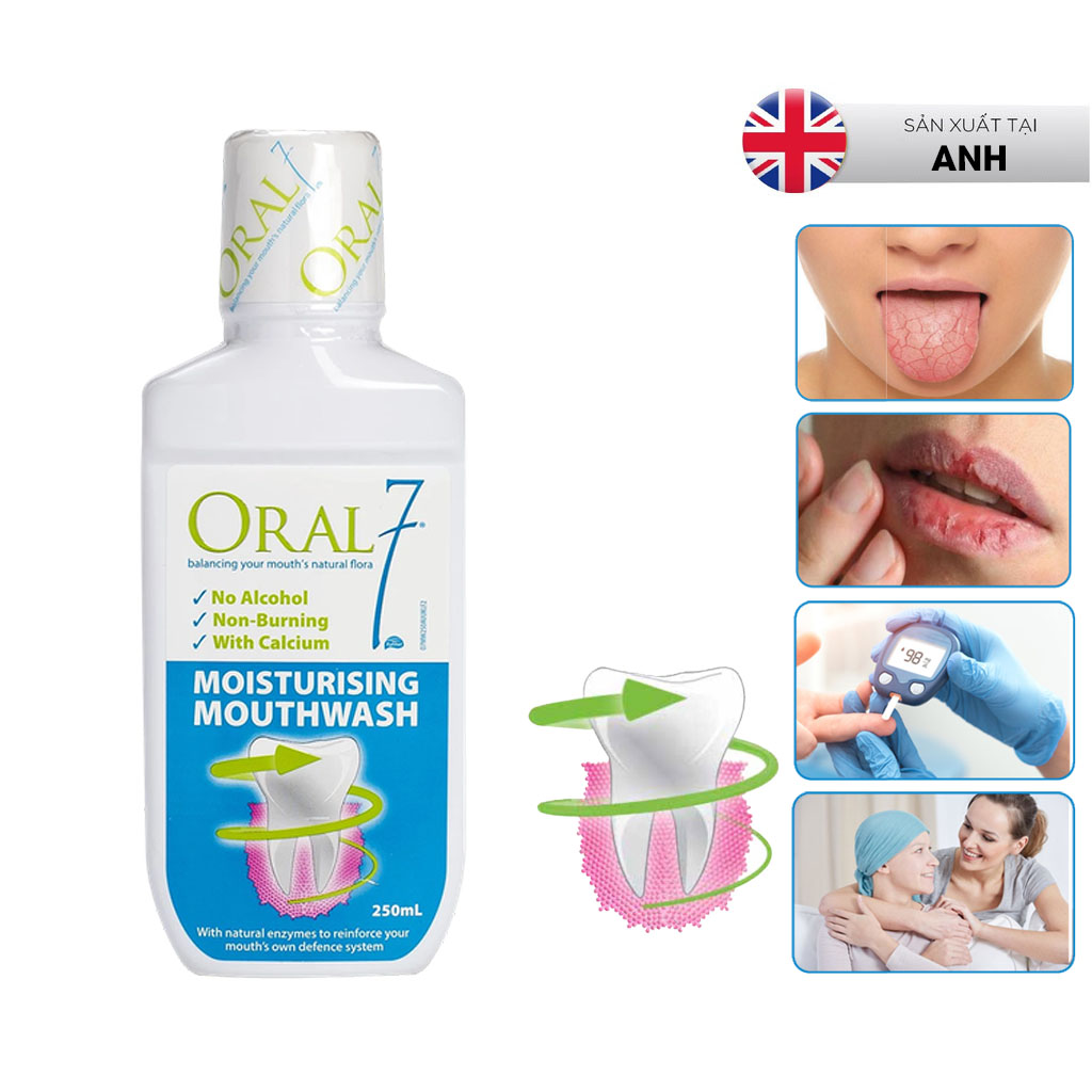 Nước súc miệng giữ ẩm cho người khô miệng, viêm lợi Oral7 Moisturising Mouthwash 250ml
