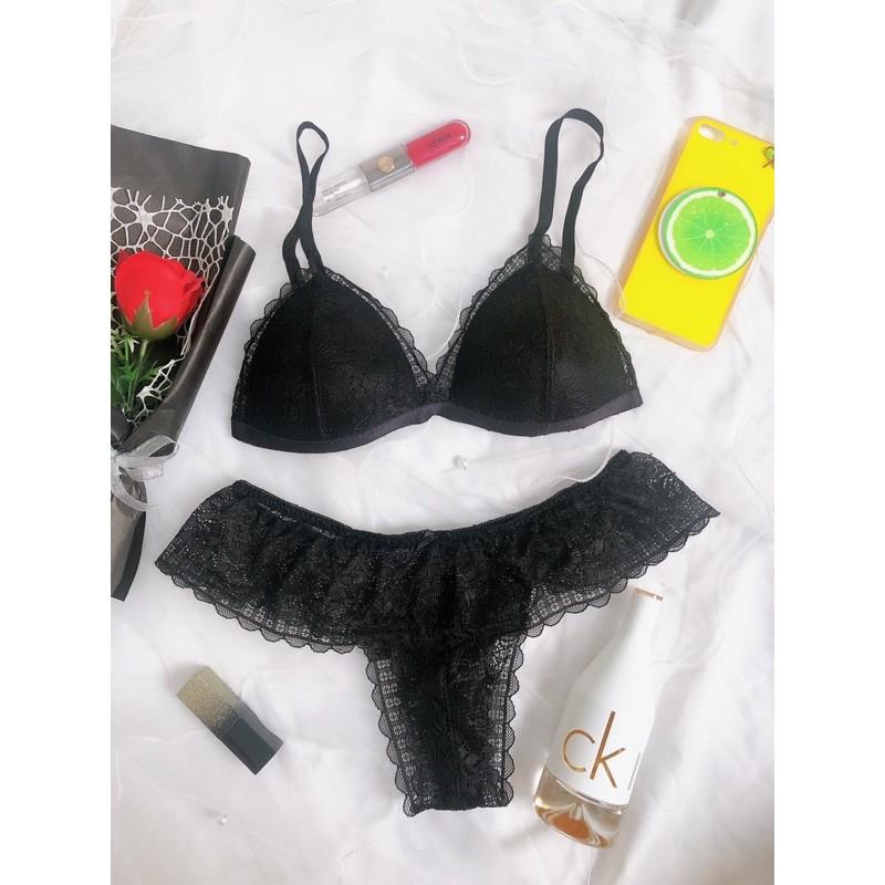 Gaia black - Set lót ren không gọng mút mỏng