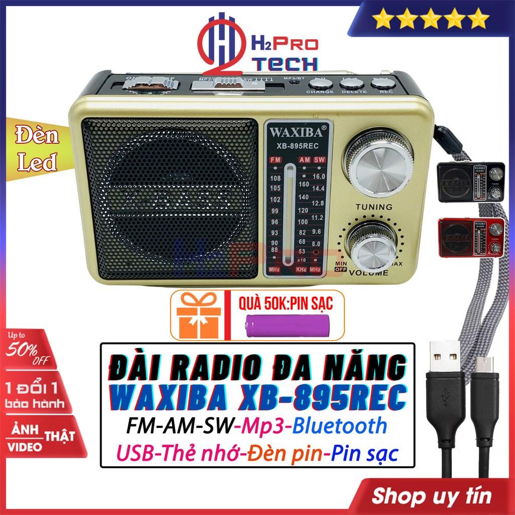 Đài Radio Cho Người Già, Đài Radio Waxiba XB-895Rec Fm-Am-Sw, Bluetooth, Usb, Thẻ Nhớ, Pin Sạc, Đèn Pin (Tặng Pin Sạc