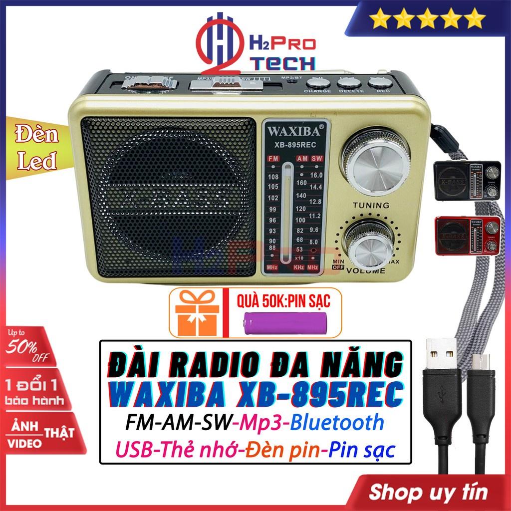 Đài Radio Cho Người Già, Đài Radio Waxiba XB-895Rec Fm-Am-Sw, Bluetooth, Usb, Thẻ Nhớ, Pin Sạc, Đèn Pin