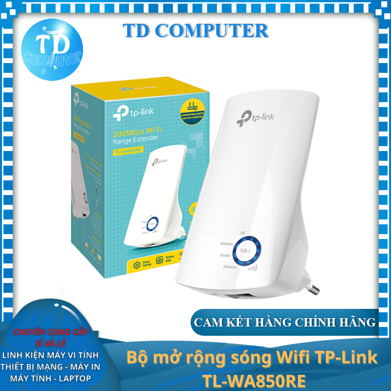 Bộ mở rộng sóng wifi TP-Link TL-WA 850RE (Chuẩn N/ 300Mbps/ Ăng-ten ngầm/ 15 User) - Hàng chính hãng FPT phân phối