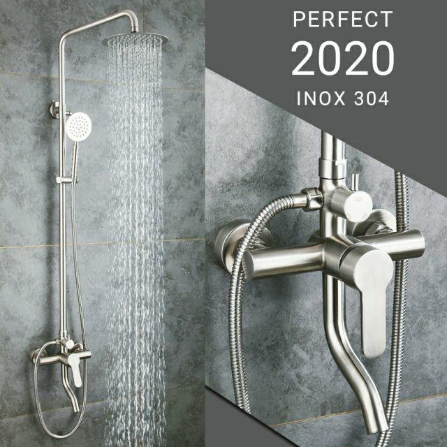 Bộ sen cây tắm đứng  inox 304,bát tròn