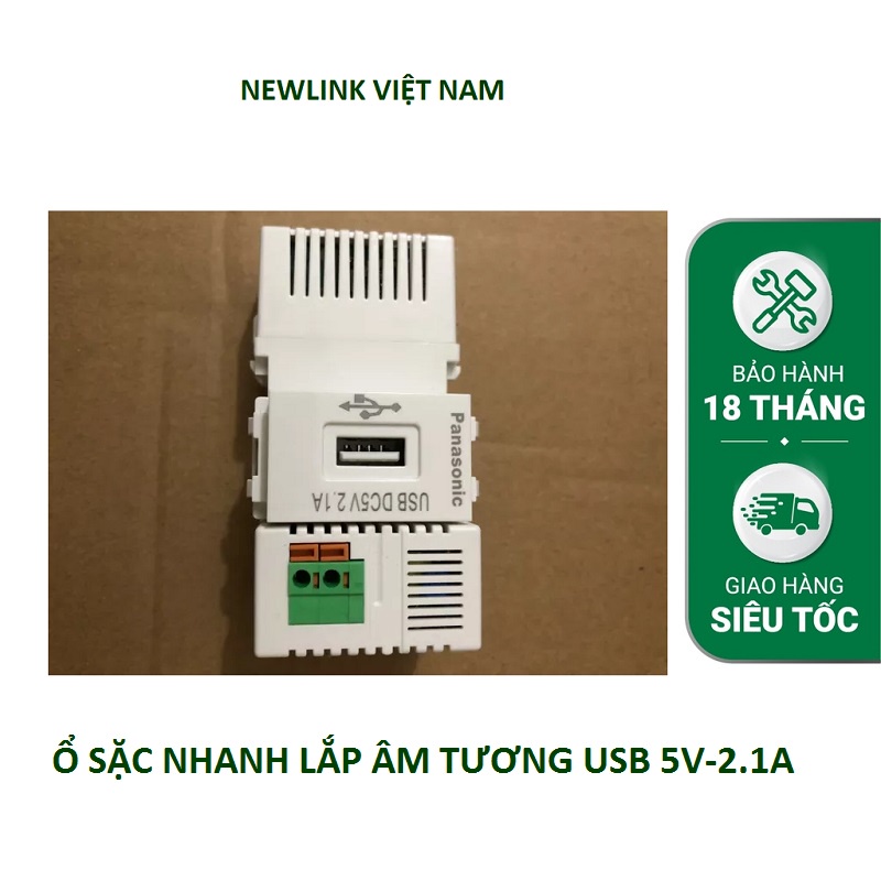 ổ cắm âm tương sạc USB 5V-2A cao cấp lắp