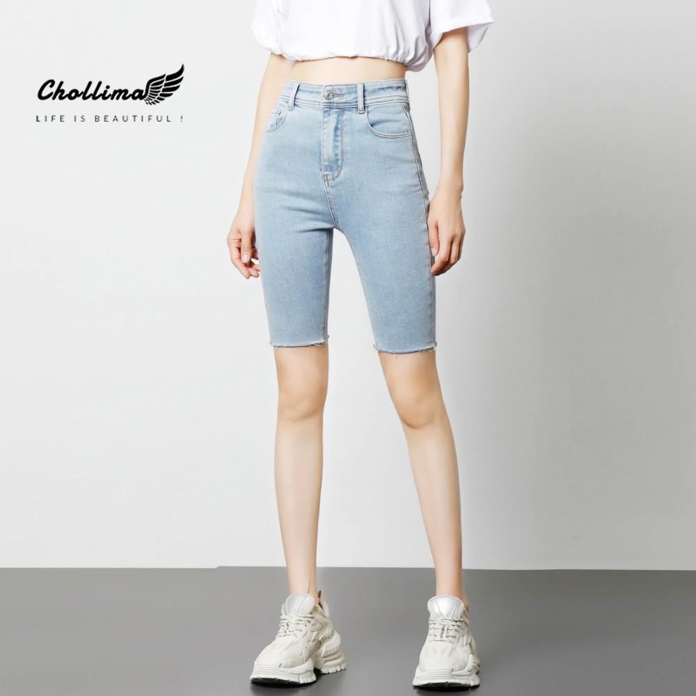 Quần short ngố jean co giãn Chollima trơn căn bản QS024 dễ phối đồ phong cách trẻ trung năng động