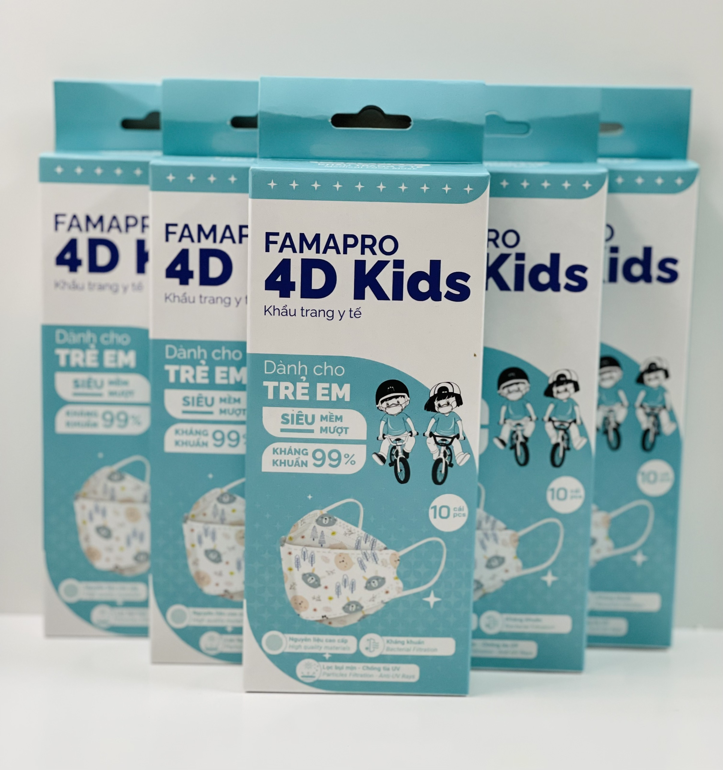 [COMBO 3 HỘP - FAMAPRO 4D KIDS] - Khẩu trang trẻ em kháng khuẩn cao cấp Famapro 4D KIDS tiêu chuẩn KF94 (10 cái/ hộp)