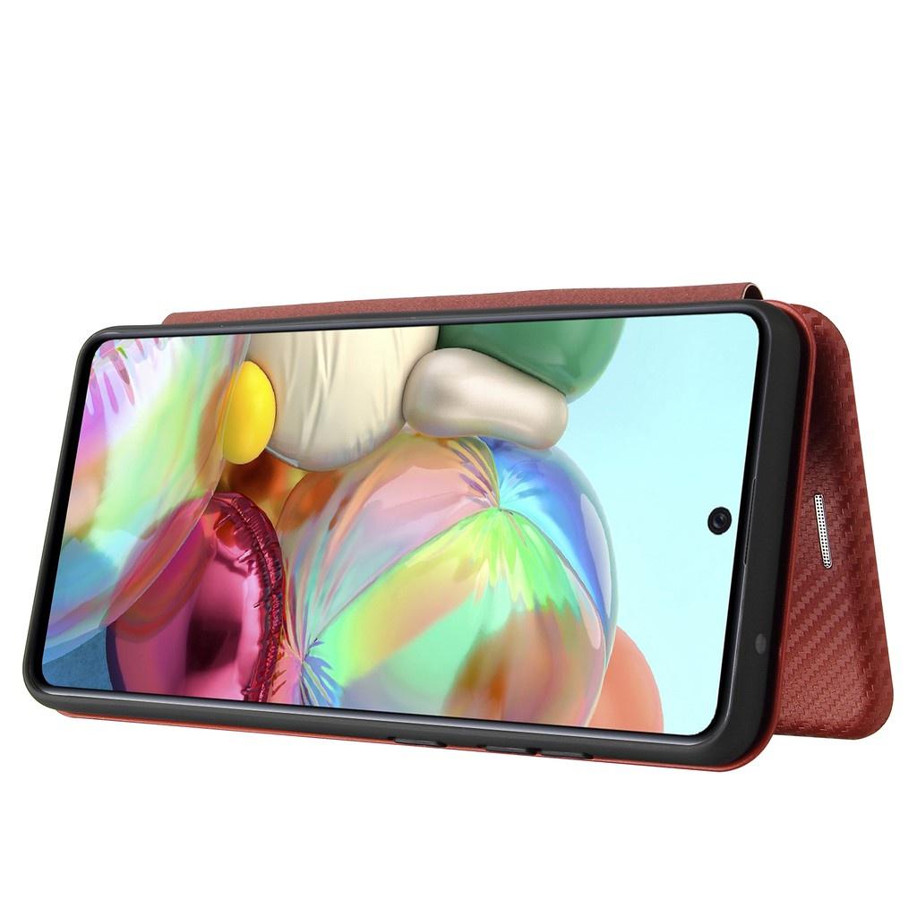 Bao da điện thoại nắp lật phối sợi carbon cho Samsung Galaxy A03S A32 4G A02/M02 A02S A72 A52 A32 5G A12 A42 5G A21S