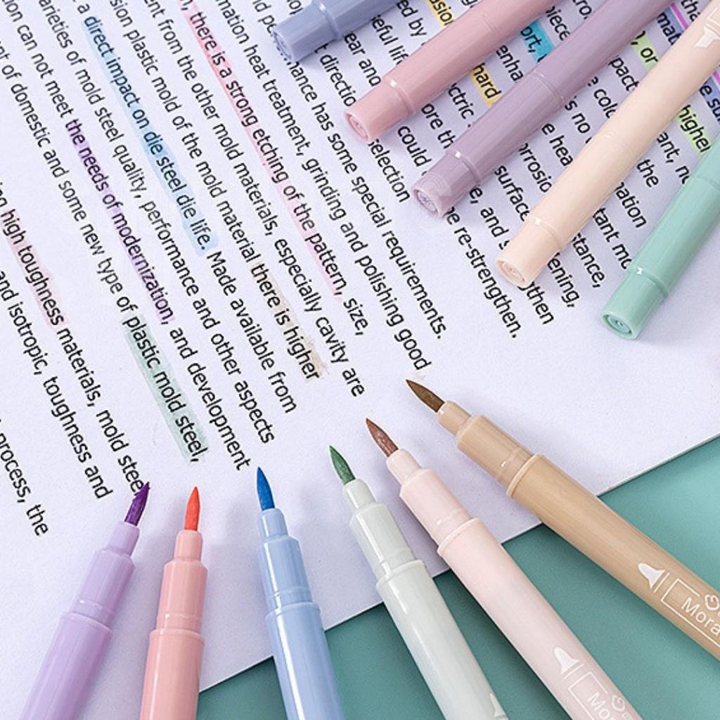 Bộ 6 bút highlight bút ghi nhớ có 2 đầu màu pastel dễ thương ST189