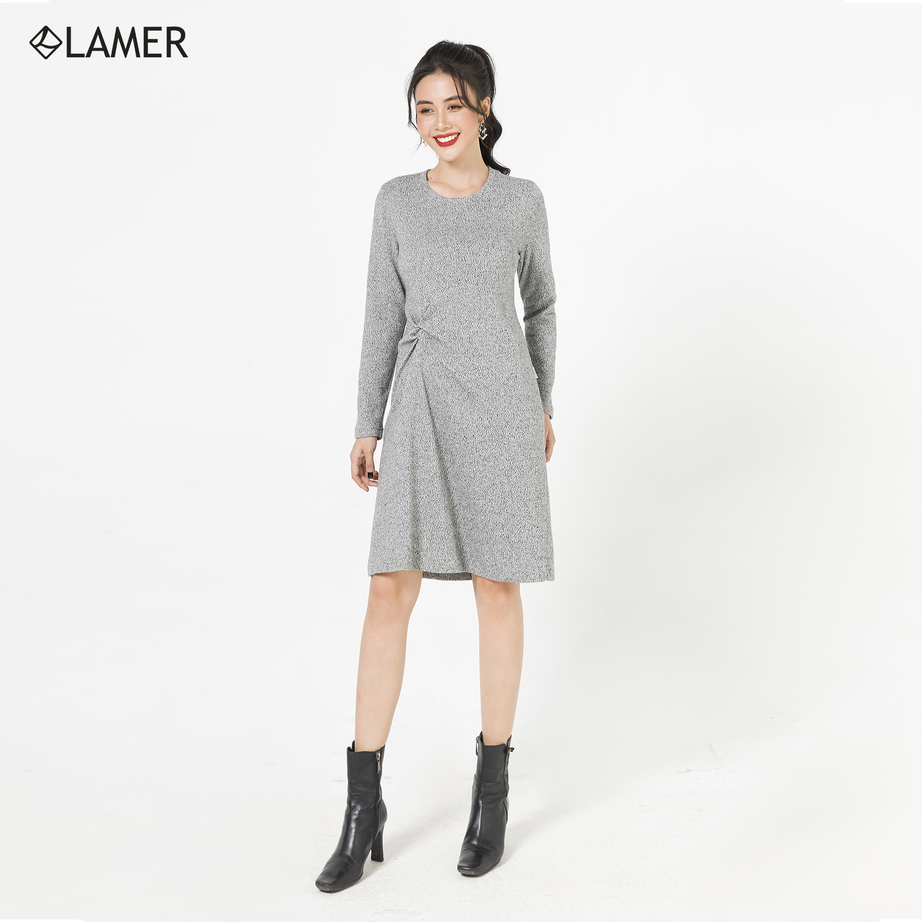 Đầm len suông vặn eo LAMER L63T20T006