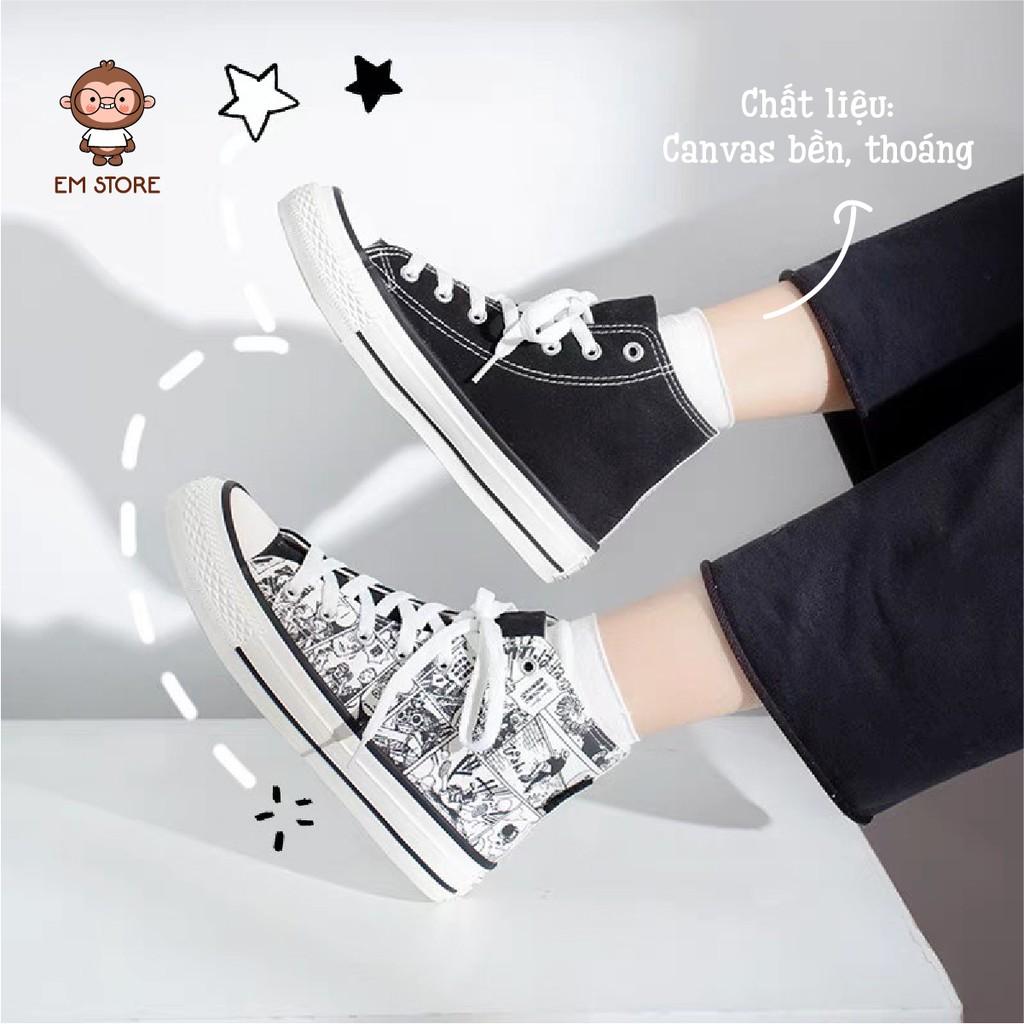 GIÀY CARTOON CỔ CAO SNEAKER - BUỘC DÂY DÁNG THỂ THAO DỄ PHỐI ĐỒ ÊM CHÂN ĐẾ CAO 2CM