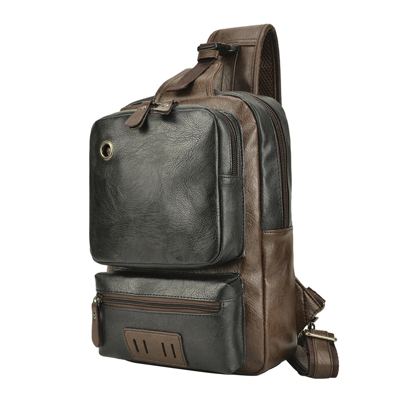 Men's   Strap Backpack USB Charging Port  Handbag Black