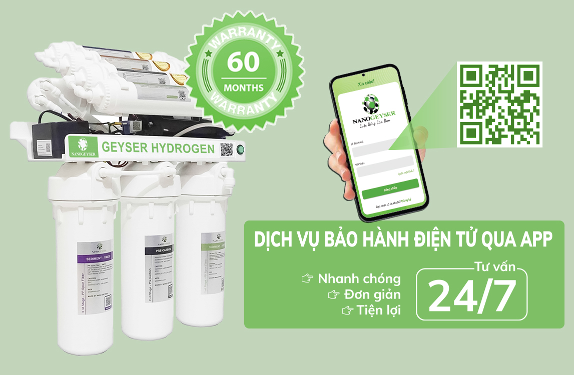 Máy lọc nước Nano Geyser RO Hydrogen công nghệ lọc RO - Hàng Chính Hãng