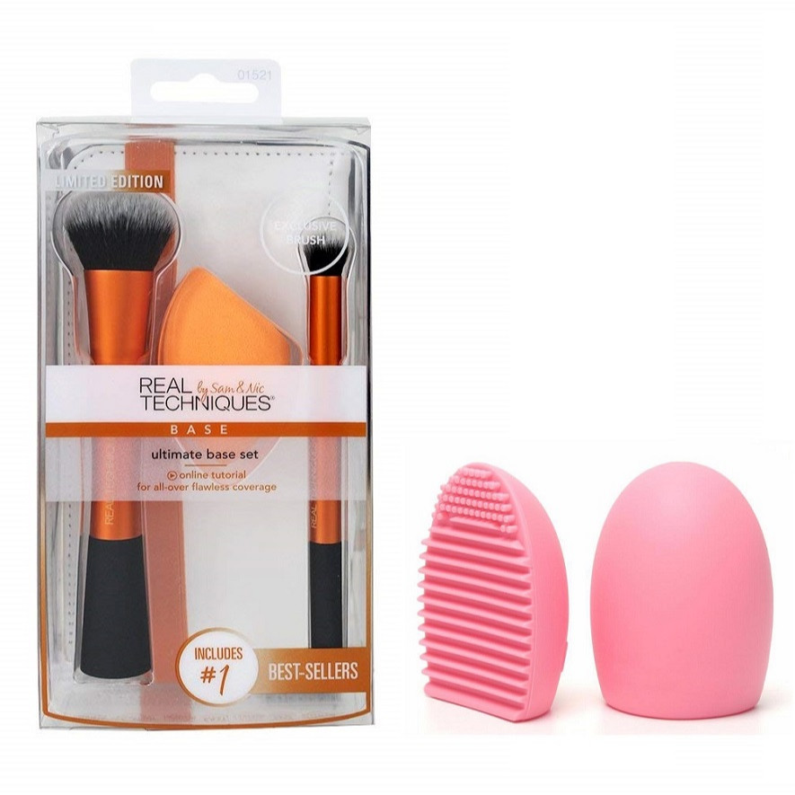 Bộ cọ và mút trang điểm nền cao cấp Real Techniques Ultimate Base Set - Limited Edition + Tặng kèm 1 miếng rửa cọ Brush egg