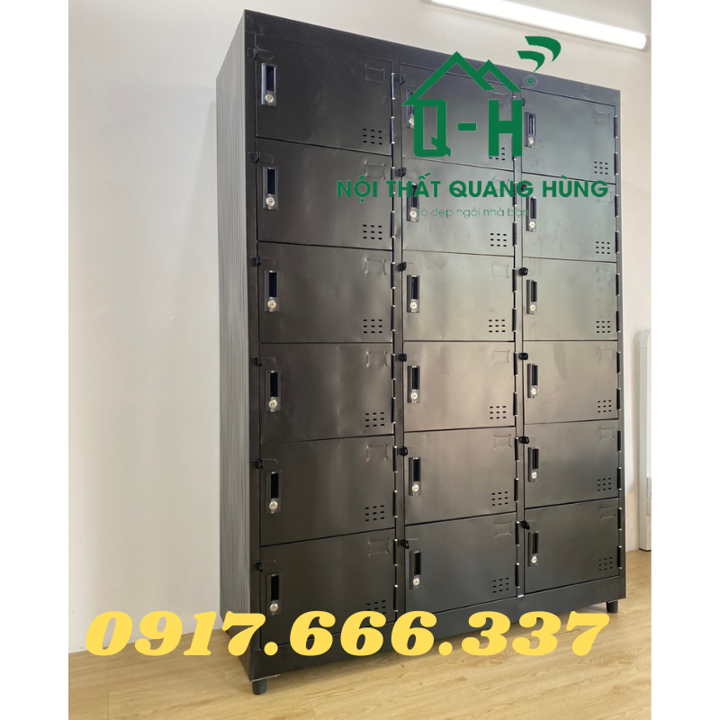 TỦ HỒ SƠ LOCKER TĨNH ĐIỆN 18 NGĂN MÀU ĐEN DÀNH CHO VĂN PHÒNG - 1M8X1M2X45CM