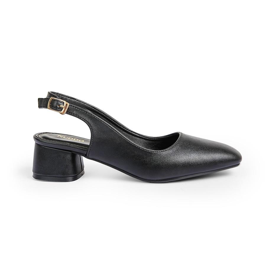 Giày Slingback cao gót nữ công sở NUDDO mũi vuông gót trụ vuông 3 phân da lì mềm mại_NUS706