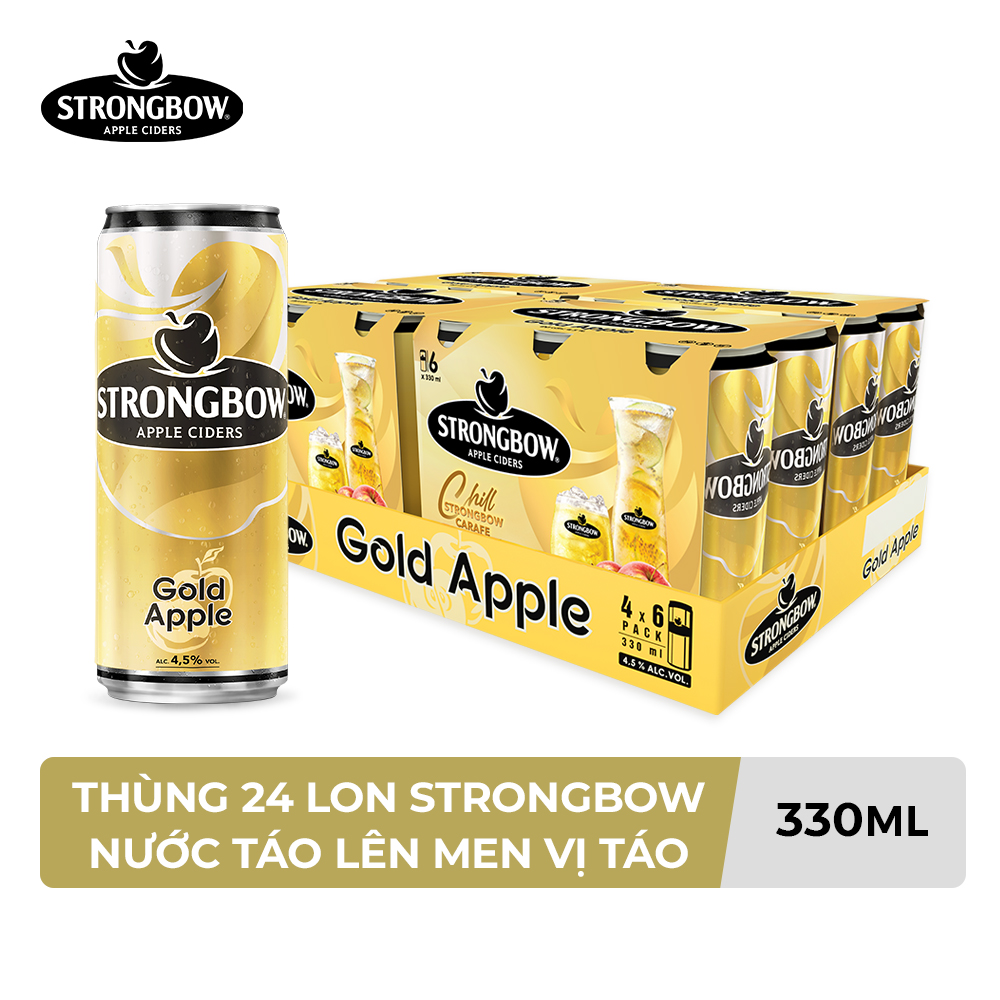 Thùng 24 Lon Cao Strongbow Vị Táo Nguyên Bản (330ml / Lon)