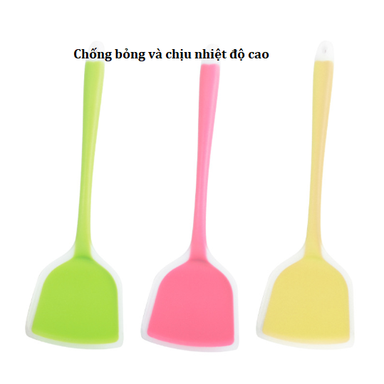 DỤNG CỤ NẤU ĂN, SẠN, XẺNG CHIÊN XÀO CHẤT LIỆU SILLICONE SIÊU CHỊU NHIỆT CÁN DÀI 33CM GD759-XengSilli