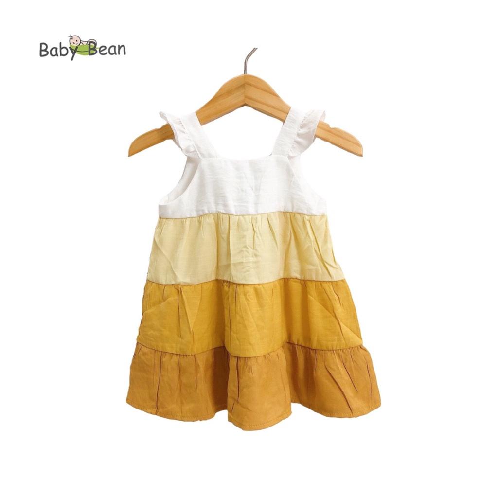 Váy Đầm Linen Cao Cấp 3 Tầng tay Cánh Tiên Bé Gái BabyBean
