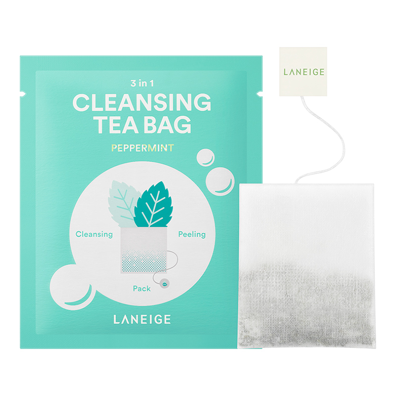 Combo 2 túi trà rửa mặt làm sạch bã nhờn 3 trong 1 Laneige 3 in 1 Cleansing Tea Bag Peppermint 2g (2g x 2 gói)