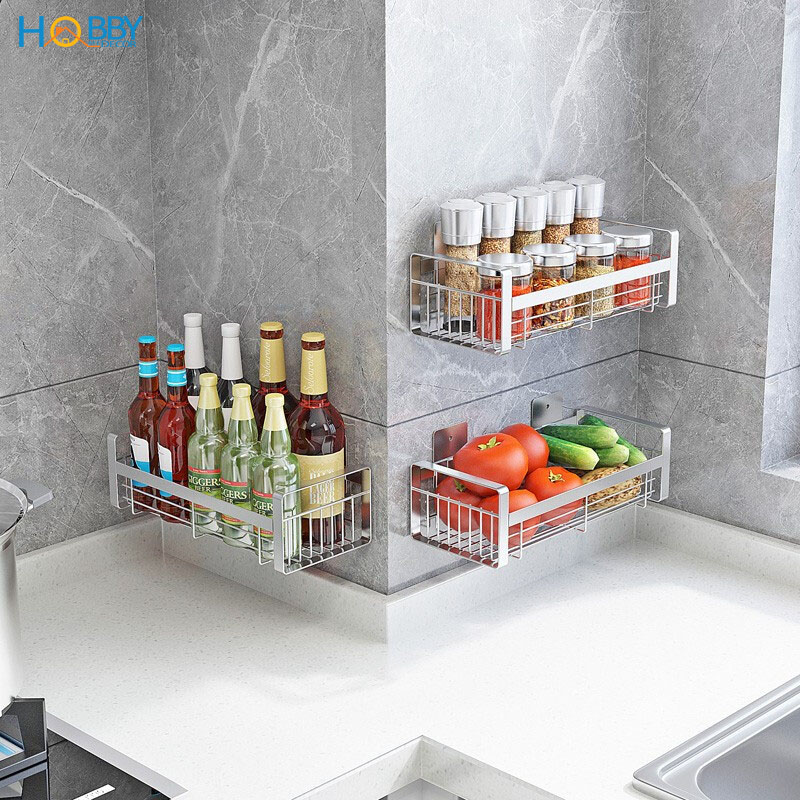 Kệ đựng gia vị Inox 304 dán tường Hobby home decor GV2 2 size tùy chọn