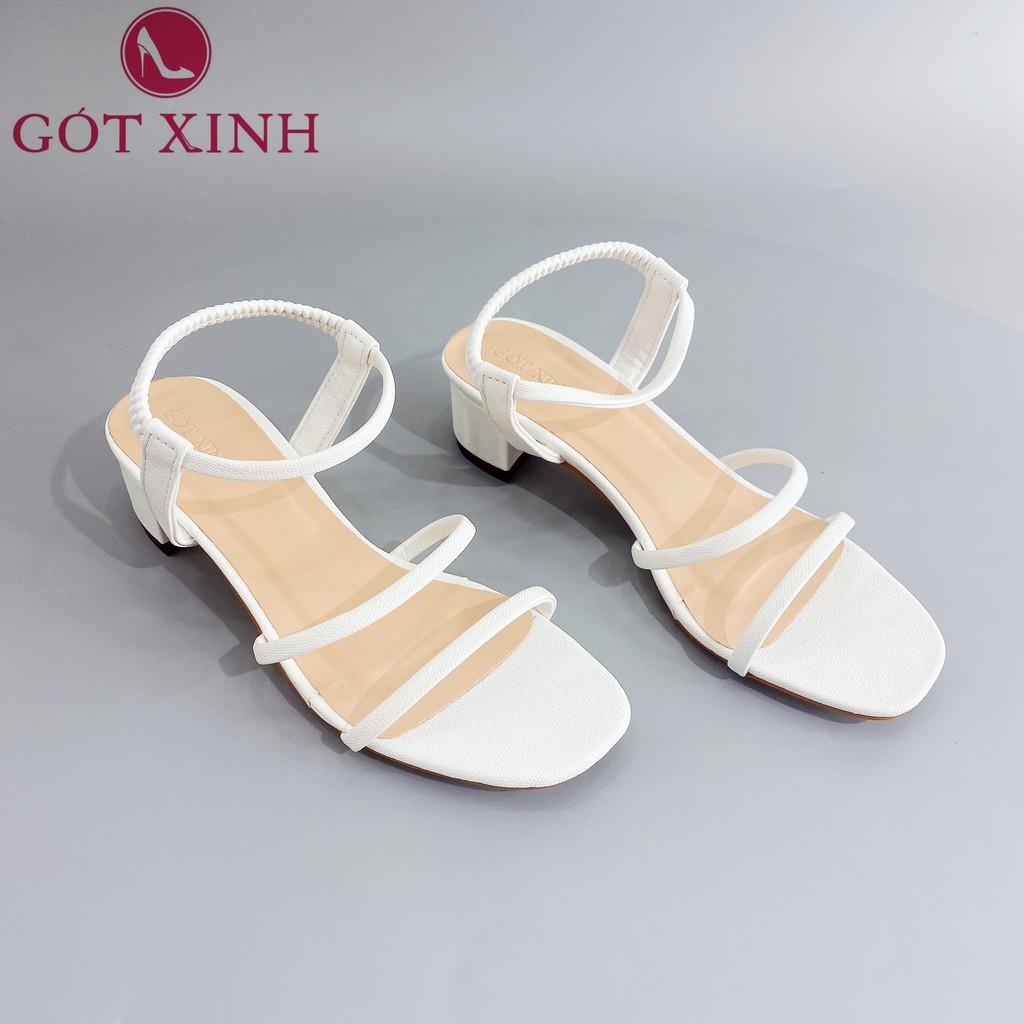 Sandal Cao Gót Gót Xinh GX283 5cm Da Mềm Hai Quai Đế Trụ Vuông