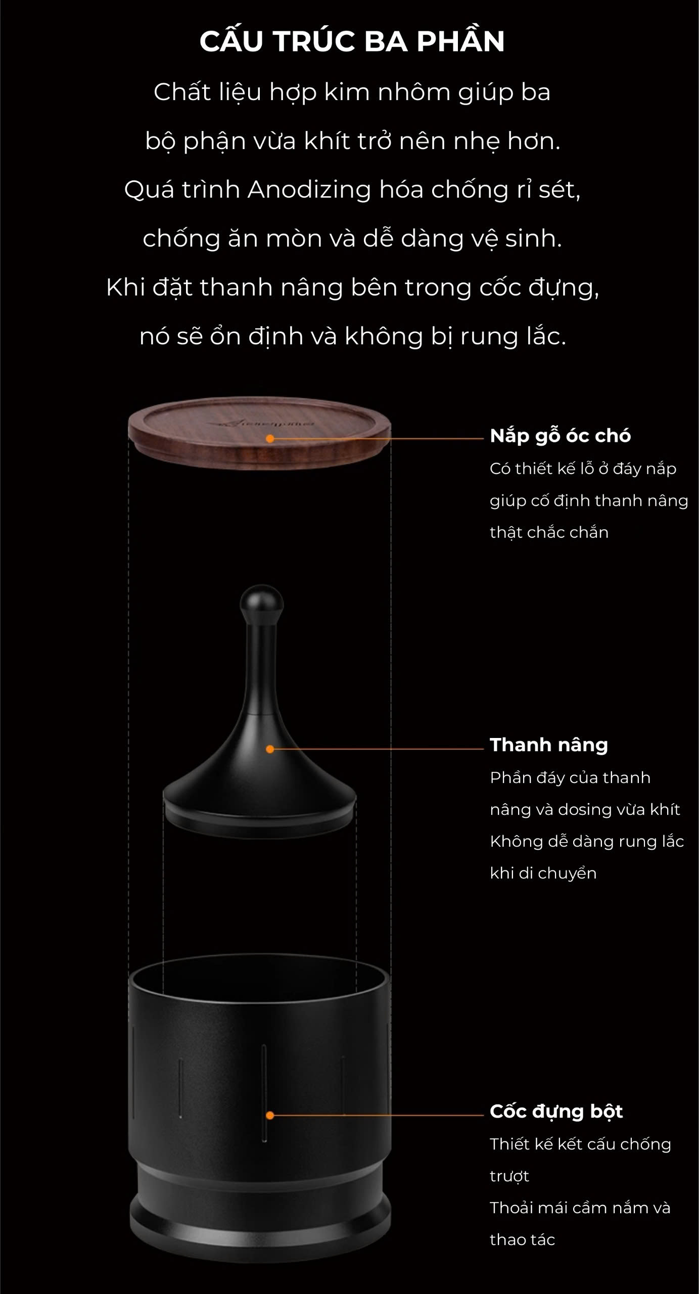 Feepie dosing hứng đong cà phê Wood charm