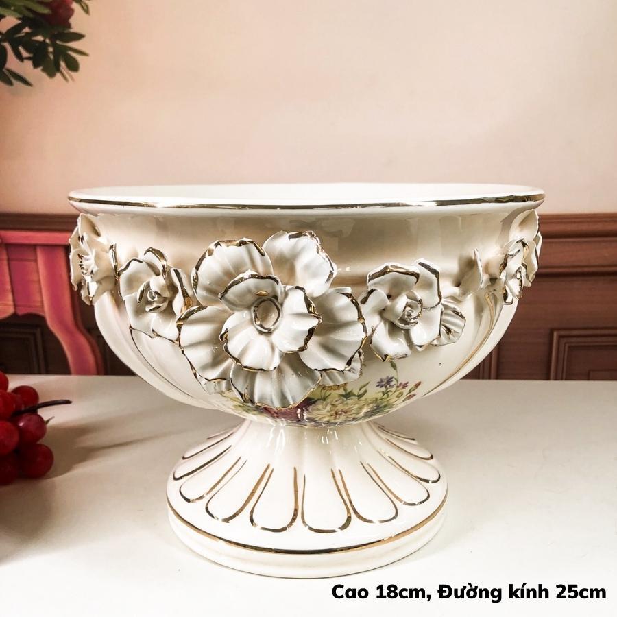 Đĩa quả Tròn Đế Vẽ Vàng Tân Cổ Điển Sang Trọng Cbsale-DQ11