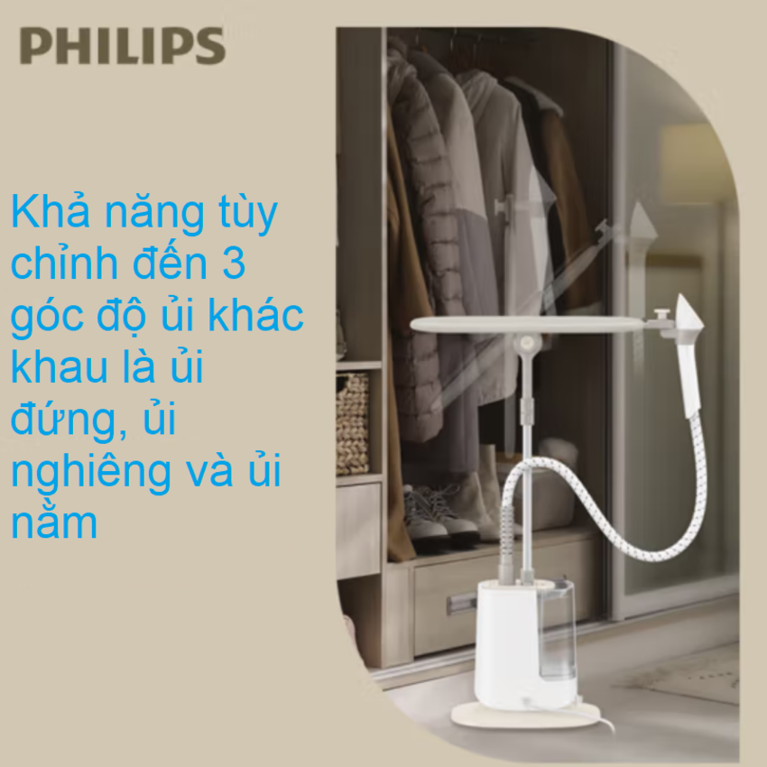 Bàn ủi hơi nước dạng đứng 6 chế độ Philips Stand Steamer STE1050/10, công suất 1800W - Hàng Chính Hãng