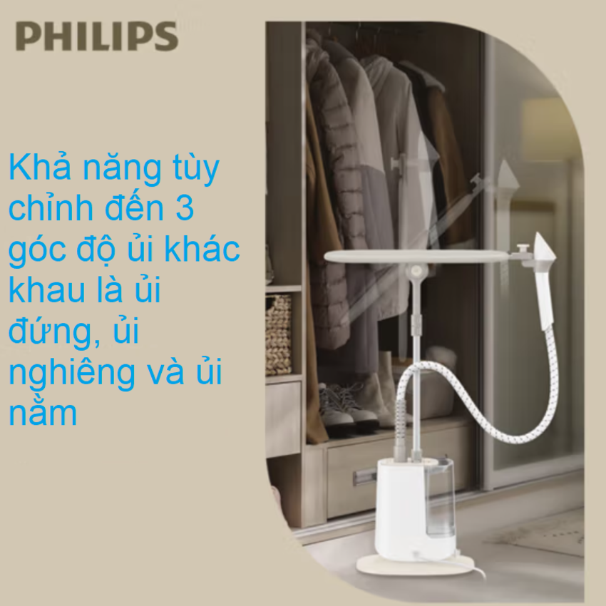 Bàn ủi hơi nước dạng đứng Philips Stand Steamer STE1050/10, Serial 1000 - Hàng Nhập Khẩu