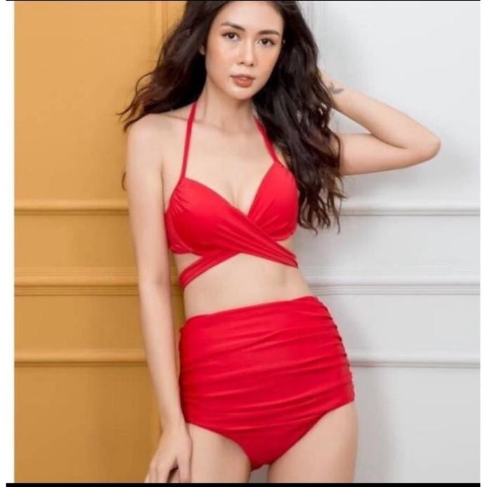 Bikini đồ bơi đi biển 2 mảnh gọng chéo cạp cao quần nhún VATIXA BKN45