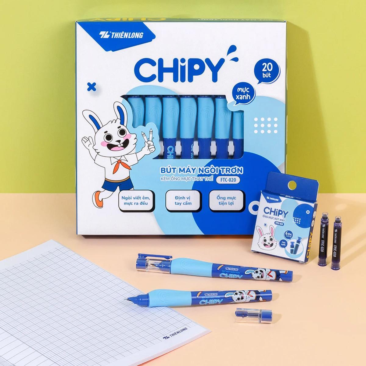 Bút Máy Chipy - Thiên Long FTC-020 - Thân Xanh - Mực Xanh