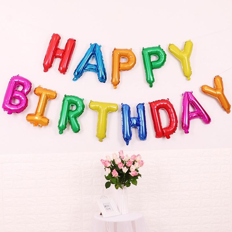 Bộ bóng bay chữ Happy Birthday, bóng bay trang trí sinh nhật cho bé trai, bé gái đẹp BB02