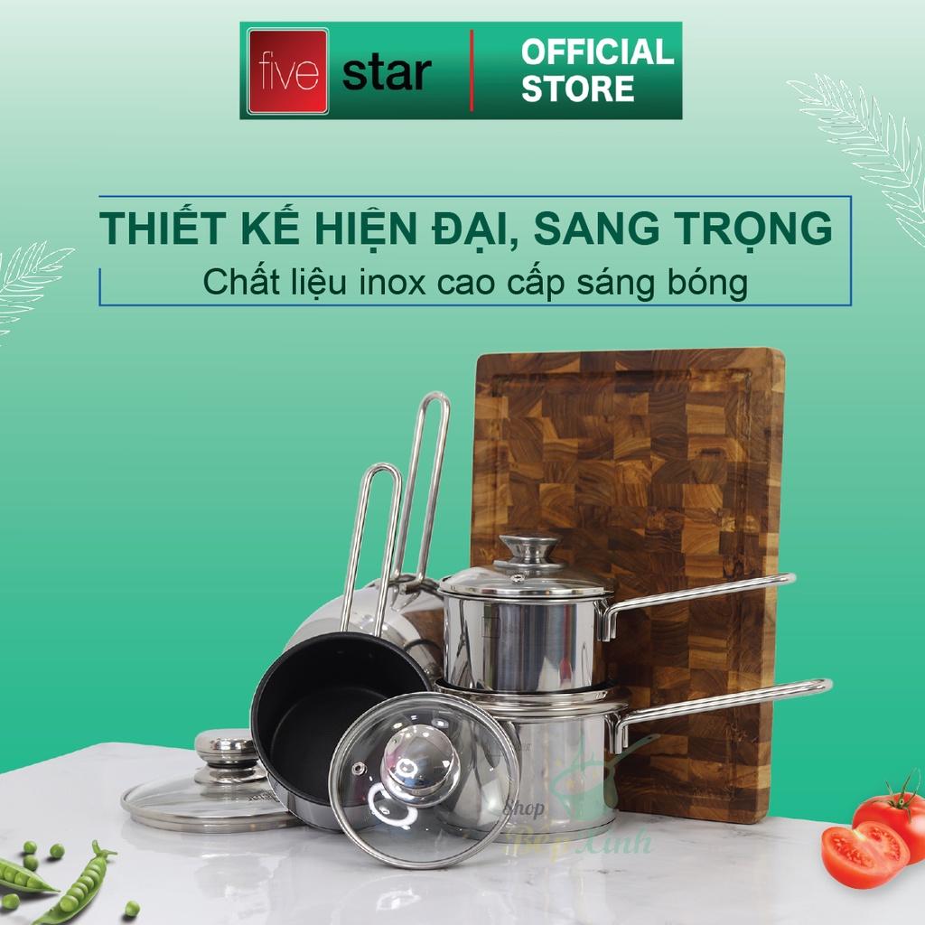 Quánh 3 đáy inox 430 Fivestar Standard nắp kính bếp từ , tặng 1 vá canh