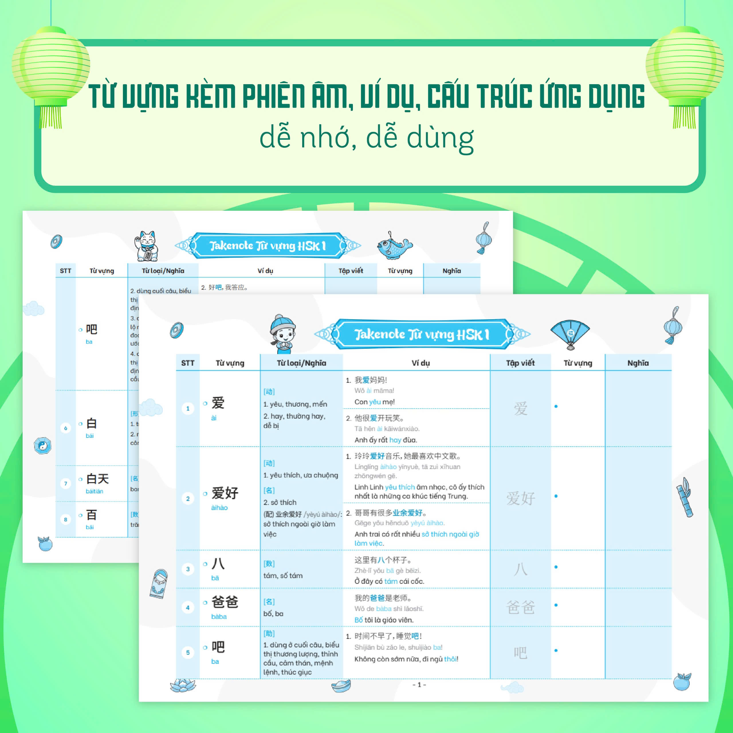 Takenote: Từ vựng HSK1, HSK2 Tiếng Trung