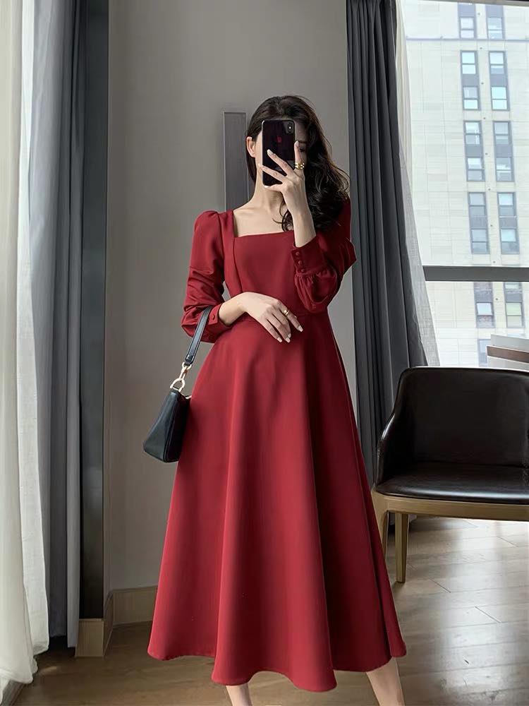 Đầm nữ thời trang midi dài tay dáng xòe dự tiệc sang trọng DENER DRESS