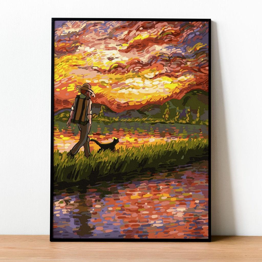 Tranh số hóa Van Gogh Bước chân hoàng hôn đã căng khung 40x50cm