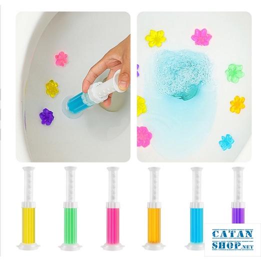 Gel thơm khử mùi diệt khuẩn toilet, Gel dính bồn cầu làm sạch lavabo dạng thạch hình bông hoa có 6 mùi thơm dễ chịu