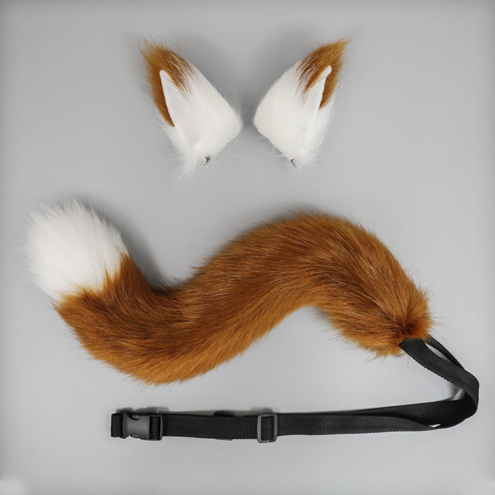 2Pcs Faux Wolf Ears Tail Cosplay Set for Party Decor