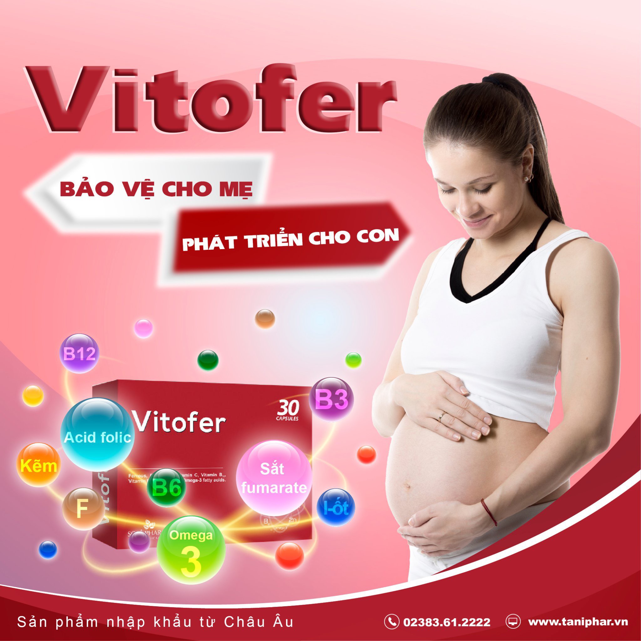 Vitofer viên uống bổ sung sắt cho bà bầu - Hộp 2 vỉ x 15 viên