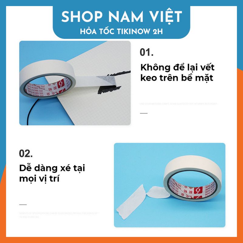 Băng Keo Giấy Chặn Sơn, Chặn Màu Không Để Lại Vết Keo (Bộ 3 Cuộn)