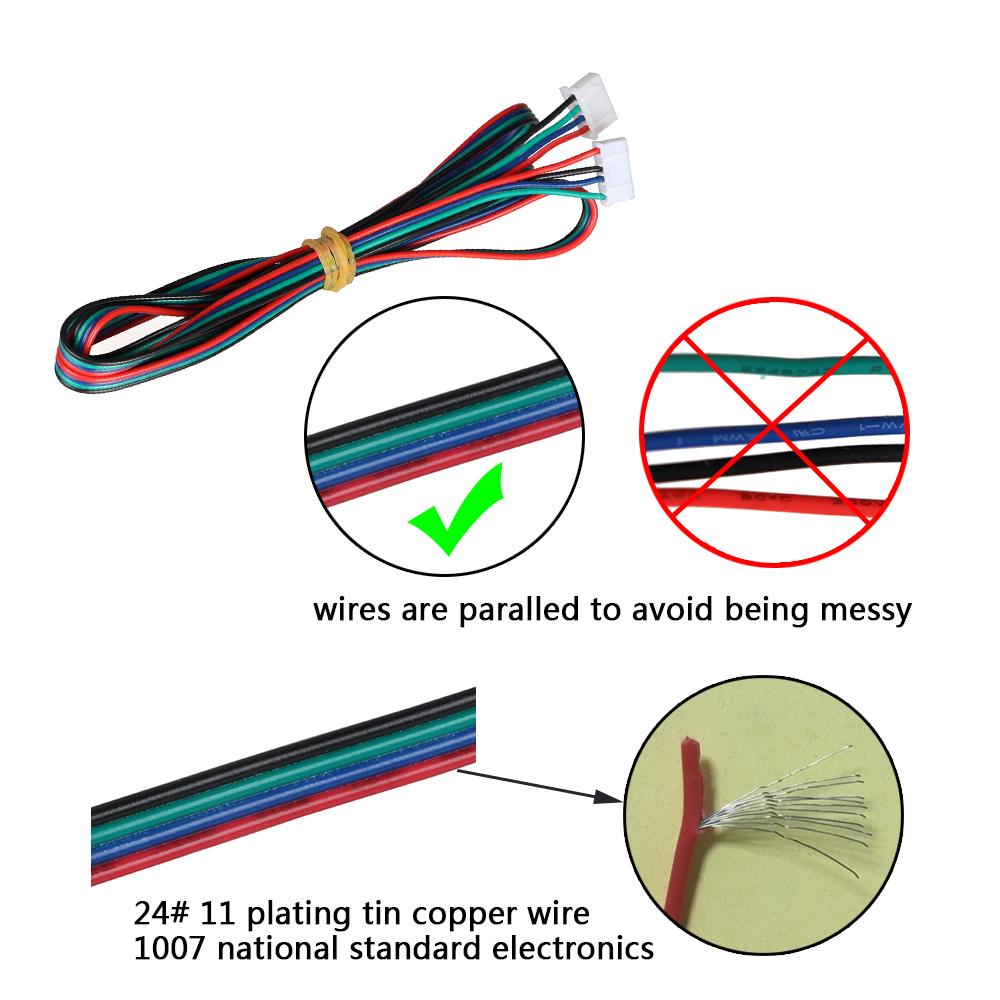3DWAY Máy in 3D Bộ phận 4PCS/Lô 1M/2M hai pha XH2.54 4Pin đến 6pin Cáp đầu nối động cơ đầu cuối cho động cơ bước Nema 42
