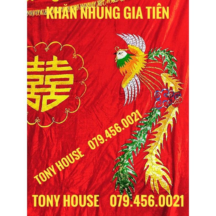 Khăn nhung thêu rồng phượng trang trí bàn thờ gia tiên cao cấp - TONY HOUSE